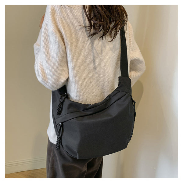 Stylish Fabric Crossbody Bag Handbag Adjustable Strap Black