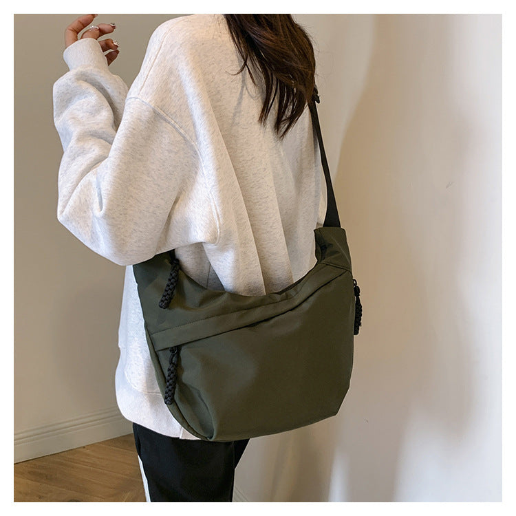 Stylish Fabric Crossbody Bag Handbag Adjustable Strap Olive Green