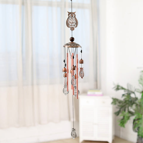 Antique Bronze Finish Wind Chime Windchime Garden Patio 95cm Owls