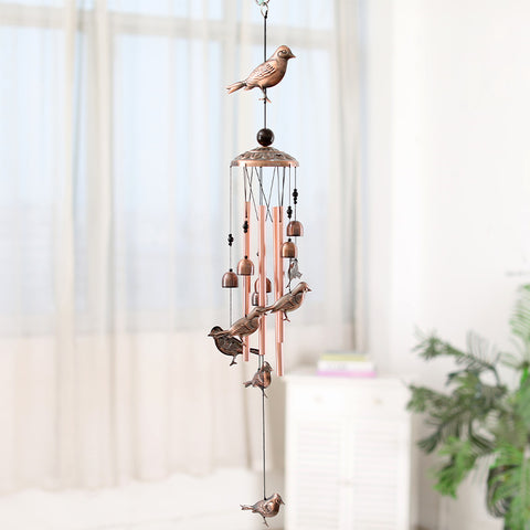 Antique Bronze Finish Wind Chime Windchime Garden Patio 95cm Birds