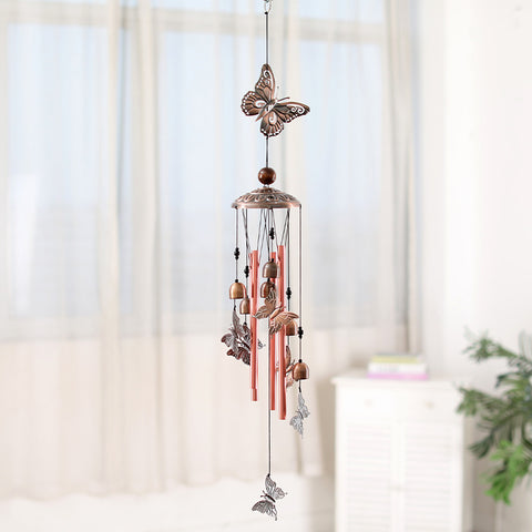 Antique Bronze Finish Wind Chime Windchime Garden Patio 95cm Butterflies