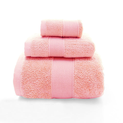3 Pce Combed Cotton Bath Hand Face Towel Set Pink