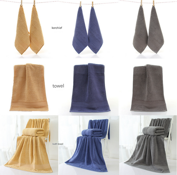 3 Pce Combed Cotton Bath Hand Face Towel Set Blue