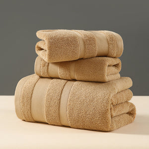 3 Piece Cotton Bath Hand Face Towel Set Curry Brown