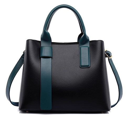 Classic Elegant PU Leather Tote Shoulder Crossbody Bag Handbag Black