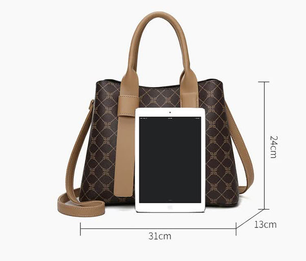 Classic Elegant PU Leather Tote Shoulder Crossbody Bag Handbag Black
