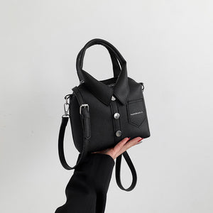 Shirt Inspired Look PU Leather Shoulder Crossbody Bag Handbag Unique Black