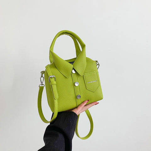 Shirt Inspired Look PU Leather Shoulder Crossbody Bag Handbag Unique Green