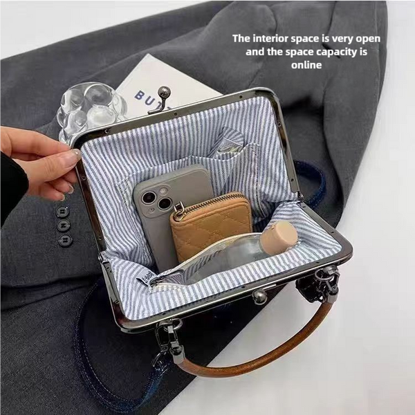 Denim Jeans Fabric Small Crossbody Shoulder Bag Handbag Blue