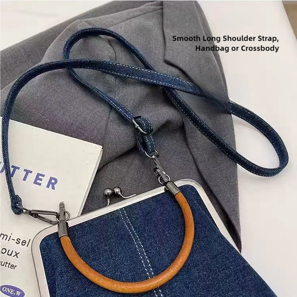 Denim Jeans Fabric Small Crossbody Shoulder Bag Handbag Blue