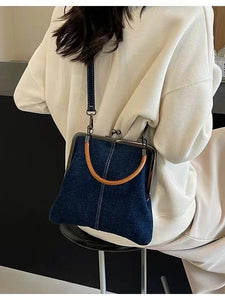 Denim Jeans Fabric Small Crossbody Shoulder Bag Handbag Blue