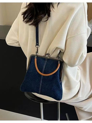 Denim Jeans Fabric Small Crossbody Shoulder Bag Handbag Blue