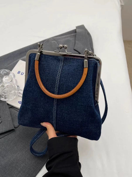 Denim Jeans Fabric Small Crossbody Shoulder Bag Handbag Blue