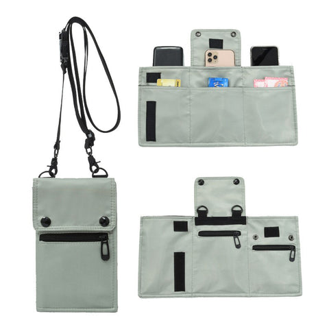 Water Resistant Nylon Crossbody Phone Bag Travel Wallet Card Holder Grey