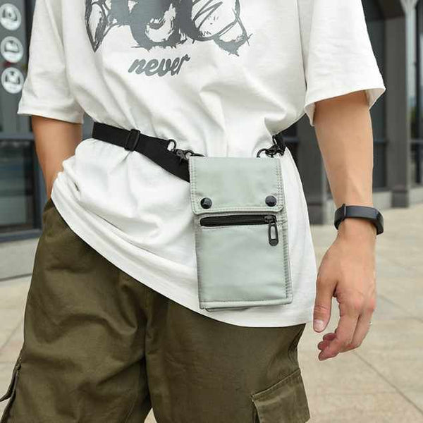 Water Resistant Nylon Crossbody Phone Bag Travel Wallet Card Holder Grey