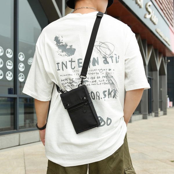 Water Resistant Nylon Crossbody Phone Bag Travel Wallet Card Holder Black