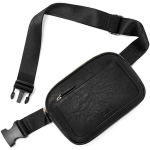 Waterproof PU Leather Waist Bum Crossbody Belt Bag Fanny Pack Black