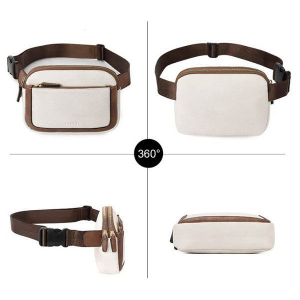 Waterproof PU Leather Waist Bum Crossbody Belt Bag Fanny Pack Black