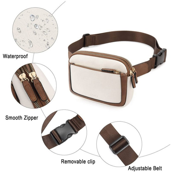 Waterproof PU Leather Waist Bum Crossbody Belt Bag Fanny Pack Black