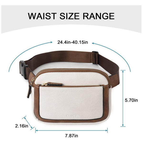 Waterproof PU Leather Waist Bum Crossbody Belt Bag Fanny Pack Black