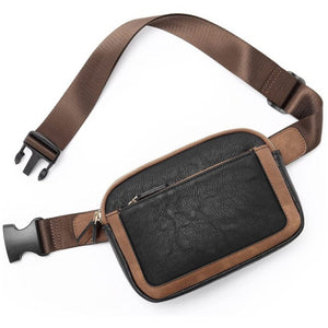Waterproof PU Leather Waist Bum Crossbody Belt Bag Fanny Pack Black Brown