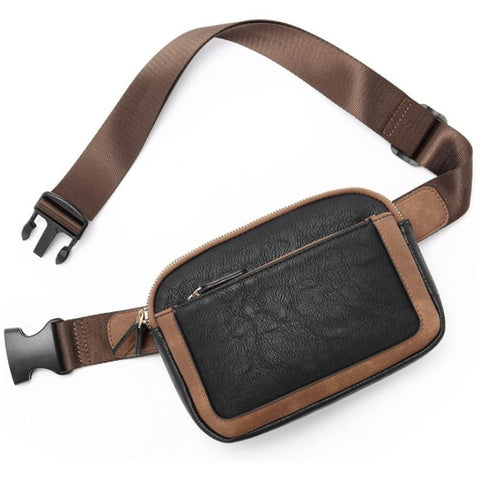 Waterproof PU Leather Waist Bum Crossbody Belt Bag Fanny Pack Black Brown