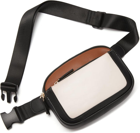 Waterproof PU Leather Waist Bum Crossbody Belt Bag Fanny Pack Black White