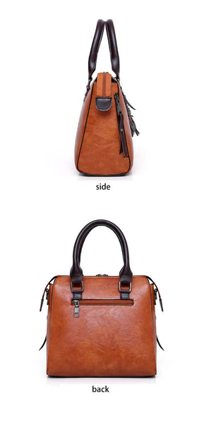 4 Piece PU Leather Tote Shoulder Clutch Bag Handbag Card Holder Set Red