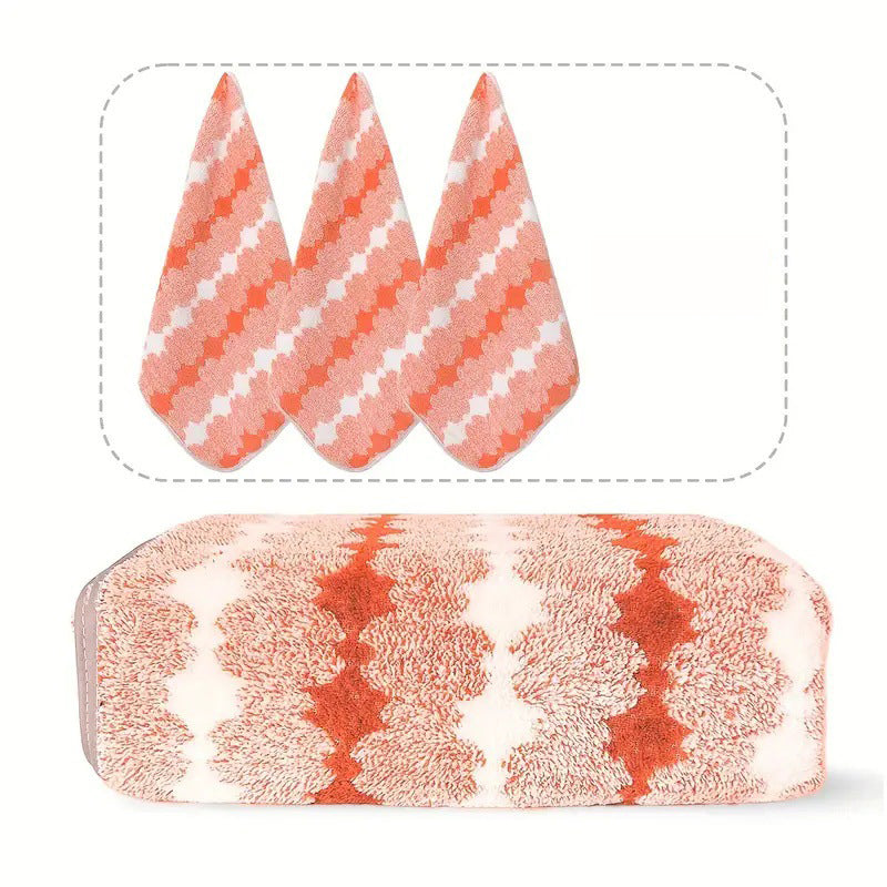 4 Pce Coral Fleece Bath Towel + 3 Hand Towel Set Orange