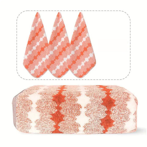 4 Pce Coral Fleece Bath Towel + 3 Hand Towel Set Orange