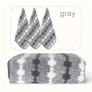 4 Pce Coral Fleece Bath Towel + 3 Hand Towel Set Grey