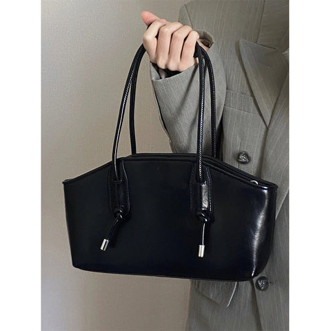PU Leather Tote Shoulder Bag Handbag Chain Closure Black