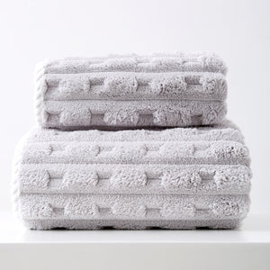 2 Pce Thickened Coral Fleece Bath Face Towel Set Grey