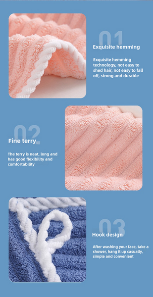 Candy Stripe Coral Fleece Bath Towel Face Cloth Washcloth Set Blue