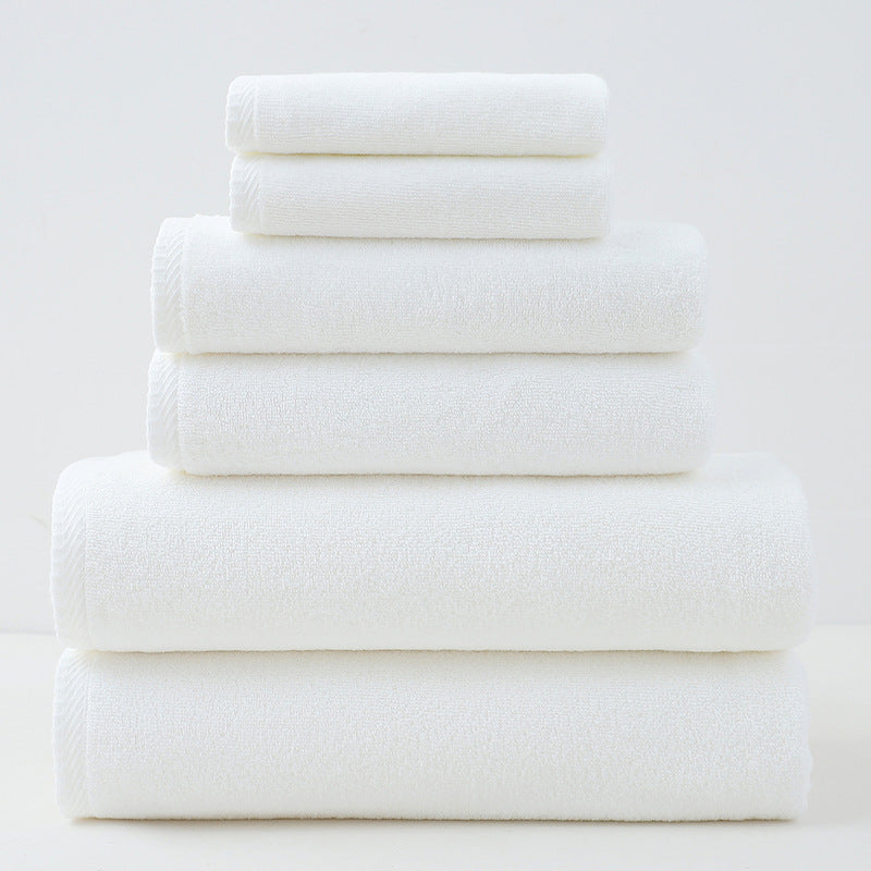 6 Piece Cotton Bath Hand Face Towel Set White