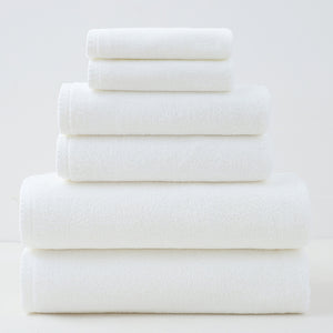 6 Piece Cotton Bath Hand Face Towel Set White