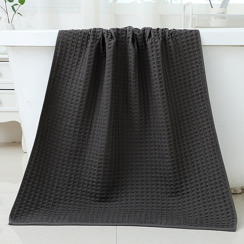 Cotton Waffle Weave Bath Towel 140 x 70cm Black
