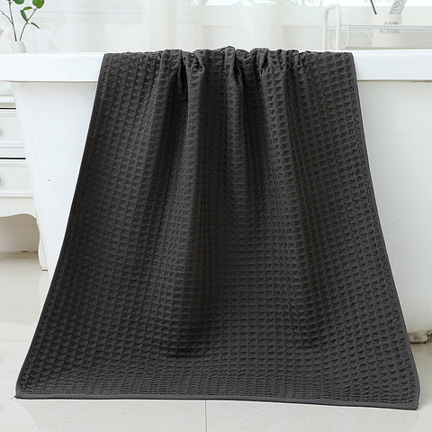 Cotton Waffle Weave Bath Towel 140 x 70cm Black