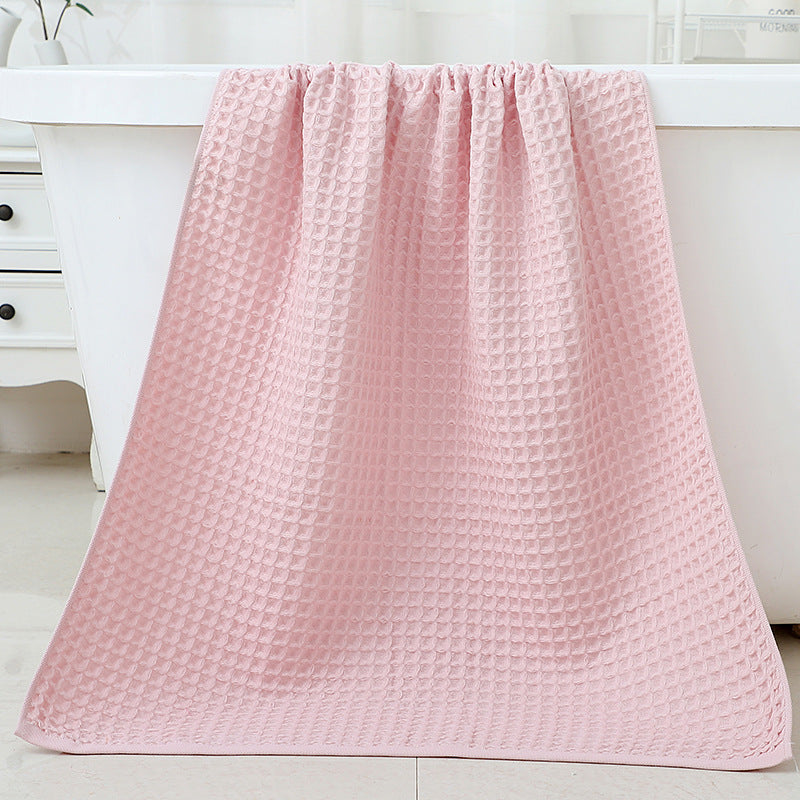 Cotton Waffle Weave Bath Towel 140 x 70cm Pink
