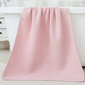 Cotton Waffle Weave Bath Towel 140 x 70cm Pink