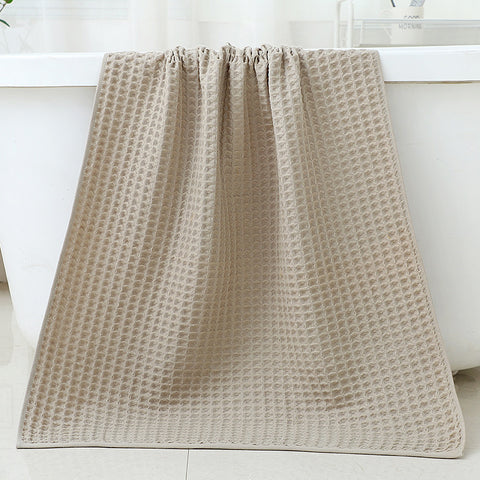 Cotton Waffle Weave Bath Towel 140 x 70cm Light Brown