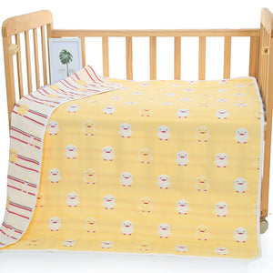 6 Layer Cotton Muslin Baby Infant Blanket Swaddle Cot Bedding 110x110cm Chick Yellow