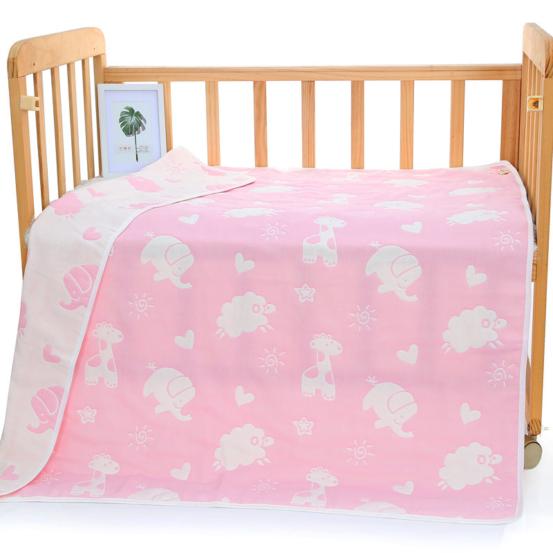 6 Layer Cotton Muslin Baby Infant Blanket Swaddle Cot Bedding 110x110cm Animals Pink