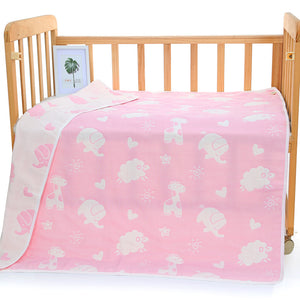 6 Layer Cotton Muslin Baby Infant Blanket Swaddle Cot Bedding 110x110cm Animals Pink