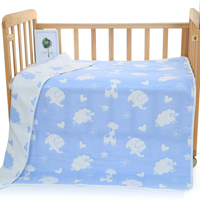 6 Layer Cotton Muslin Baby Infant Blanket Swaddle Cot Bedding 110x110cm Animals Blue