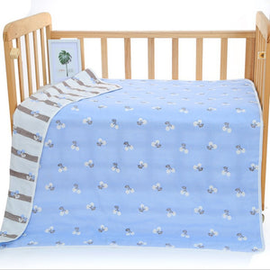 6 Layer Cotton Muslin Baby Infant Blanket Swaddle Cot Bedding 110x110cm Cherries Blue