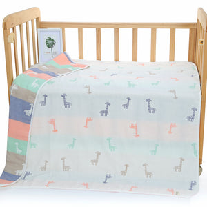 6 Layer Cotton Muslin Baby Infant Blanket Swaddle Cot Bedding 110x110cm Giraffe