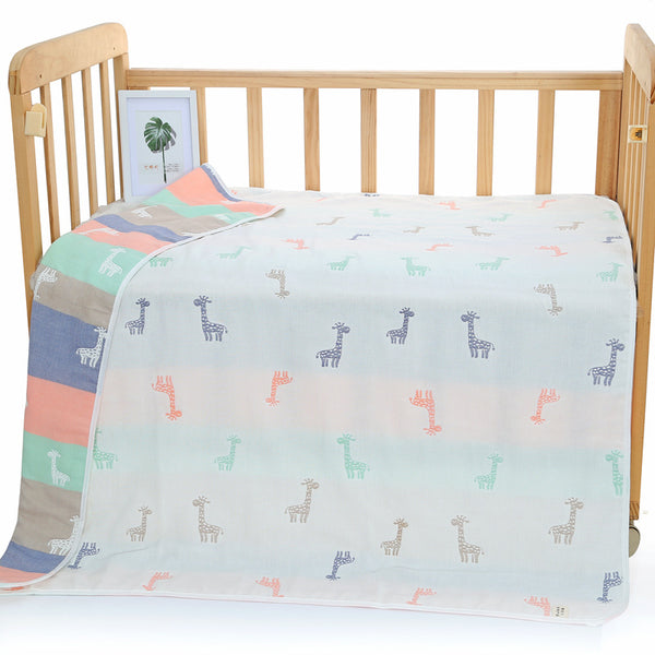 6 Layer Cotton Muslin Baby Infant Blanket Swaddle Cot Bedding 110x110cm Giraffe