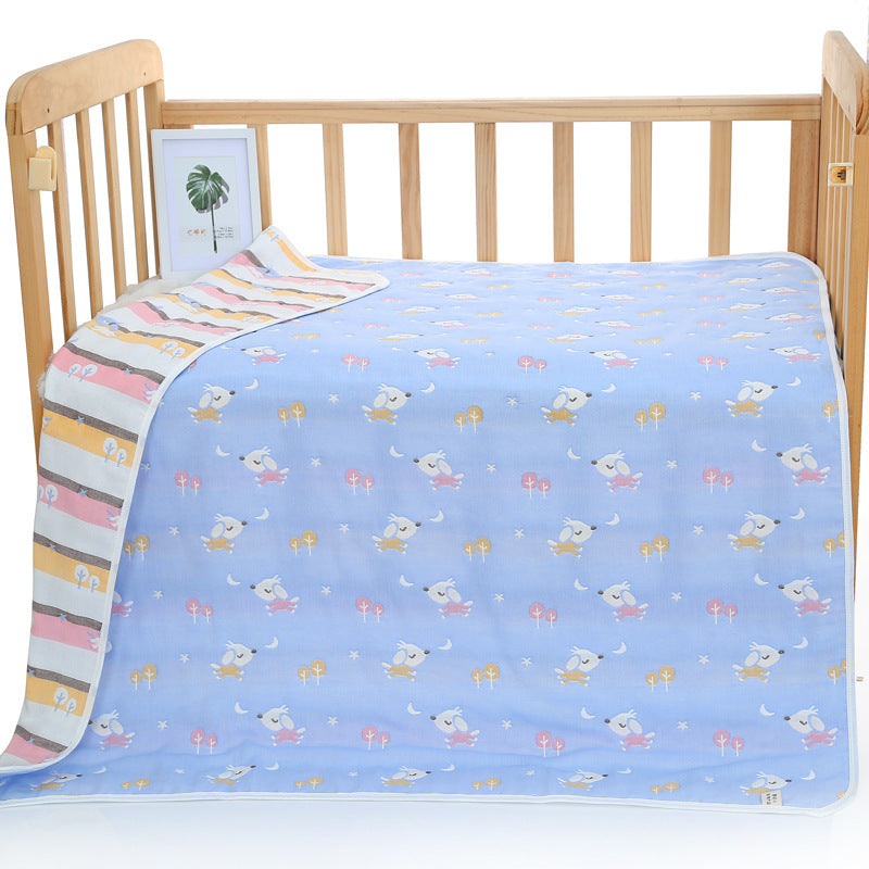 6 Layer Cotton Muslin Baby Infant Blanket Swaddle Cot Bedding 110x110cm Dog Blue