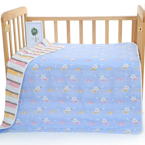 6 Layer Cotton Muslin Baby Infant Blanket Swaddle Cot Bedding 110x110cm Dog Blue